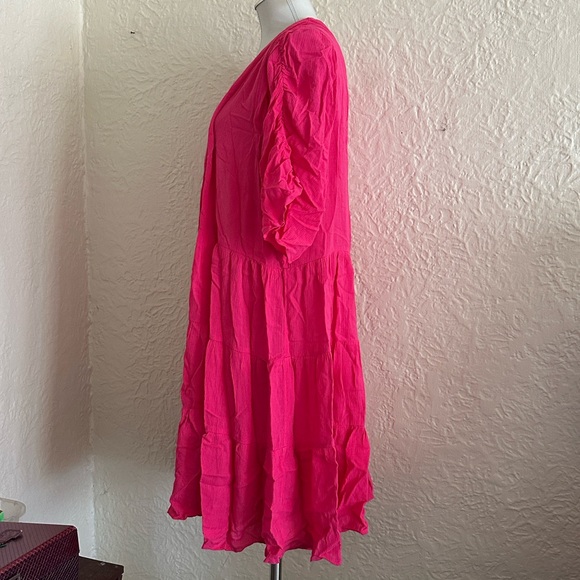 Torrid Crinkle Gauze Vibrant Pink Tiered Ruffle Kimono 3 3X - Picture 7 of 13